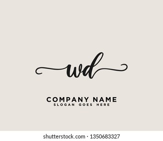 WD Initial Handwriting Logo Vector