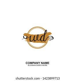 WD Initial handwriting logo vector