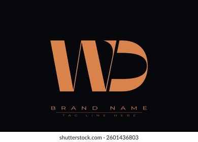 WD initial letter logo design. Letter W and D luxury alphabet letter logo icon template
