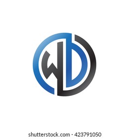 WD initial letters looping linked circle logo blue black