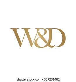 W&D Initial logo. Ampersand monogram golden logo