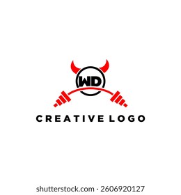 WD initial monogram for fitnes or gym logo with devil style design
