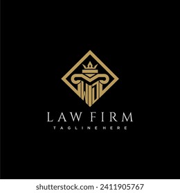 WD initial monogram logo for lawfirm with pillar in creative square design