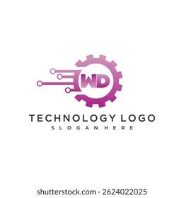 WD initial monogram for technology logo design