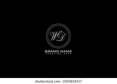 WD letter logo design. circle, triangle, hexagon, flat and simple style with white color variation letter logo set in one artboard. WD