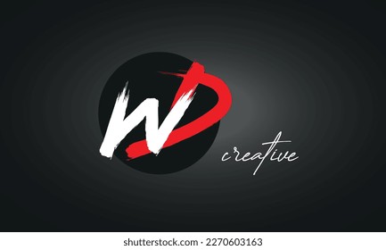 WD Letters Brush Paint Logo icon, Elegant Vector Design