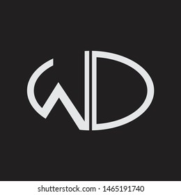 WD Logo letter oval monogram design template with black and white colors