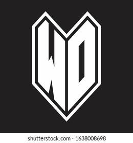 WD Logo monogram with emblem line style isolated on black background