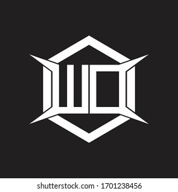Monograma de logotipo WD con modelo hexágono y de cuatro ejes