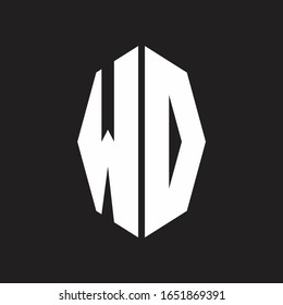 WD Logo monogram with octagonal ribbon style design template