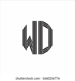 WD Logo monogram outline style linked isolated on white background