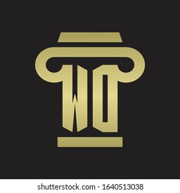 WD Logo monogram with pillar style design template with gold colors