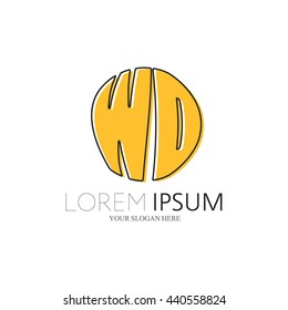 WD Logo. Vector Graphic Sphere Branding Letter Element. White Background