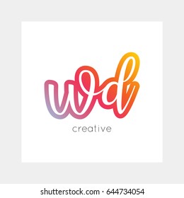 WD logo, vector. Useful as branding, app icon, alphabet combination, clip-art.