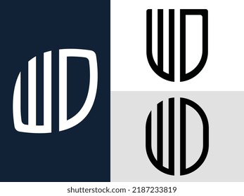 WD modern initial letter logo design vector bundle. It will be suitable for which company or brand name start those initial.