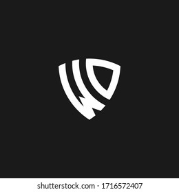 WD monogram logo with shield shape design template