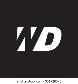 WD negative space letter logo black background
