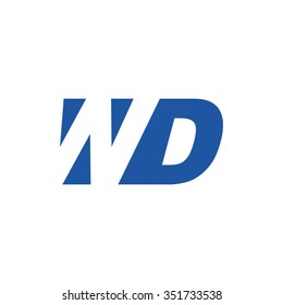 WD negative space letter logo blue