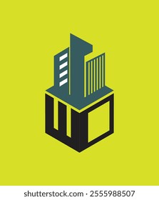 wd real state hexagon  vector letter logo