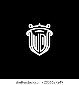 WD shield initial monogram with high quality professional design that will print well