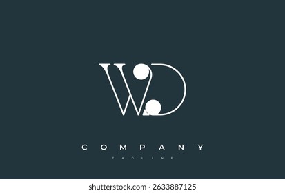 WD Typography Logo Design. Stylish monogram design depiction featuring the letters W and D combined in an artistic signature style, delivering a unique and creative visual representation.