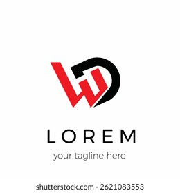 Diseño del logotipo del Vector de WD para cualquier compañía, hermoso y atractivo