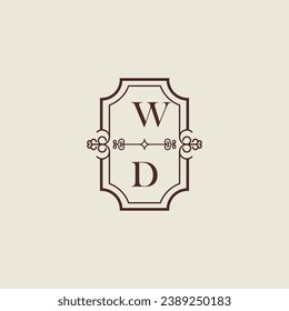 WD vintage wedding initial logo in high quality professional design that will print well across any print media