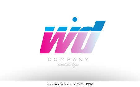 wd w d alphabet letter combination in pink and blue color. Can be used as a logo for a company or business with initials