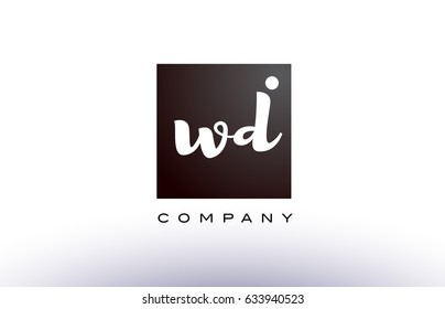 WD W D black white handwritten handwriting alphabet company letter logo square design template dot dots creative abstract