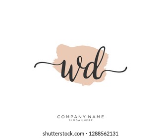 WD W D Initial handwriting logo template