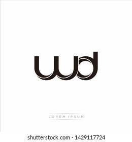 wd w d Initial Letter Split Lowercase Modern Monogram linked outline rounded logo