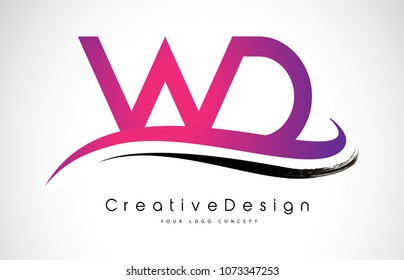 WD W D Letter Logo Design in Black Colors. Creative Modern Letters Vector Icon Logo Illustration.