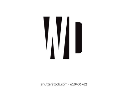 WD W D White Letter Logo Design with Black Square Vector Illustration Template.