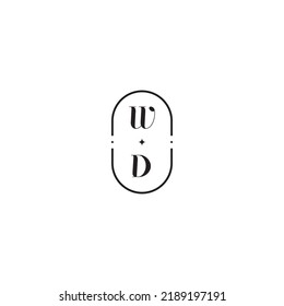 WD-Hochzeits-Logo-Konzept in hochwertigem professionellem Design, das gut in allen Printmedien drucken wird