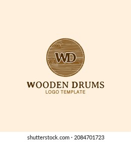 WD Wooden Drum Initials, Wood Grain Logo Design Inspiration