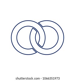 Wdding rings sign illustration. Vector. Flat style black icon on white.