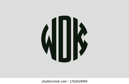 WDK Circle Emblem Abstract Monogram Letter Mark Vector Logo Template