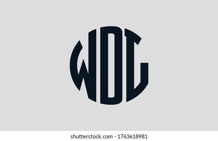 Plantilla de logotipo de marca vectorial de la letra monográfica del círculo de la WDL