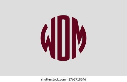 WDM Circle Emblem Abstract Monogram Letter Mark Vector Logo Template