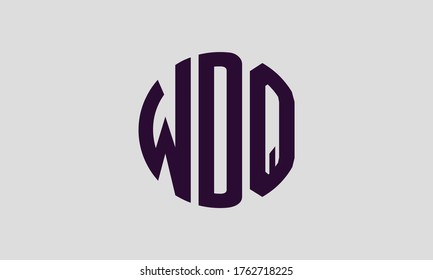 WDQ Circle Emblem Abstract Monogram Letter Mark Vector Logo Template