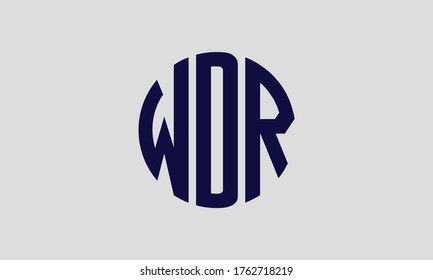 WDR Circle Emblem Abstract Monogram Letter Mark Vector Logo Template