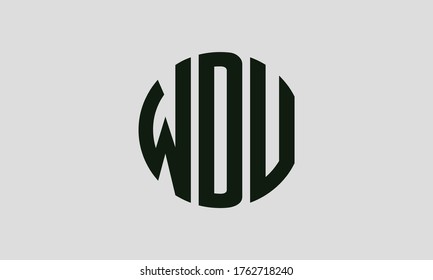 WDU Circle Emblem Abstract Monogram Letter Mark Vector Logo Template