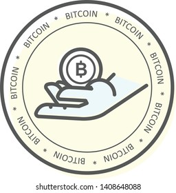 We accept bitcoin icon -  hand with bitcoin, payment with cryptocurrency
