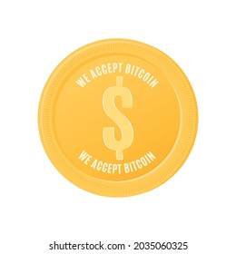 Aceptamos Cripto, Signo De Cripto, Fondo De Ilustración Vector