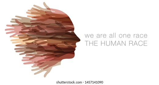 We are all one race.  The Human race.  A face made with hands  