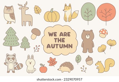 We areThe Autumn (Color with Stroke) is cute vector autumn elements in pastel colors with stroke.