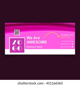 We are awesome Pink abstract lines web banner template with place for text