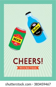 we are best friends beer can and beer bottle cheers card vector
