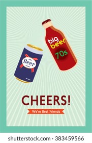 we are best friends beer can and beer bottle cheers card vector