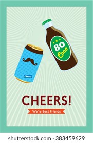 we are best friends beer can and beer bottle cheers card vector